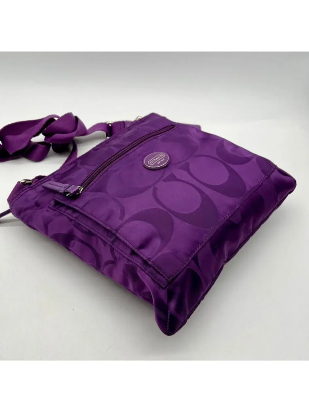 Coach Purple Monogram Print Nylon Crossbody